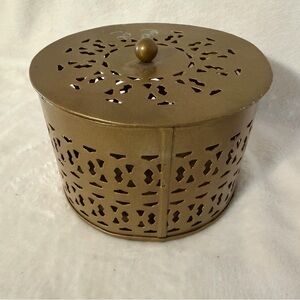 Intricate Gold Metal Storage Trinket Box